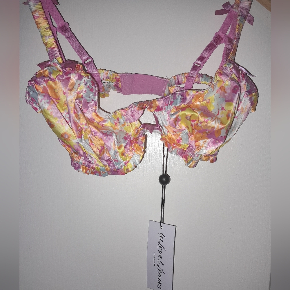 For Love And Lemons Floral Bikini Top